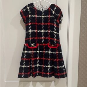 Balloon Chic red white and blue plaid wool lined dress size 8
